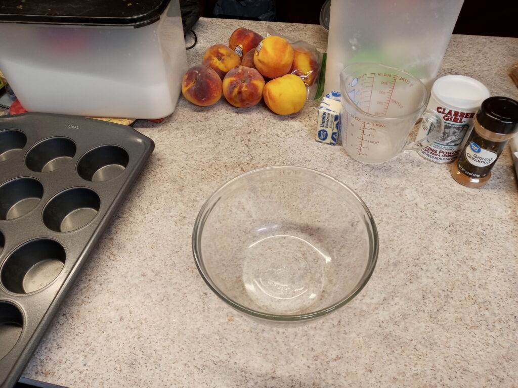 Ingredients for mini southern peach cobbler