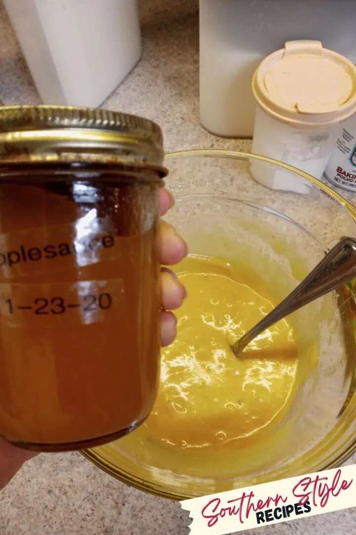 Adding homemade applesauce to wet ingredients