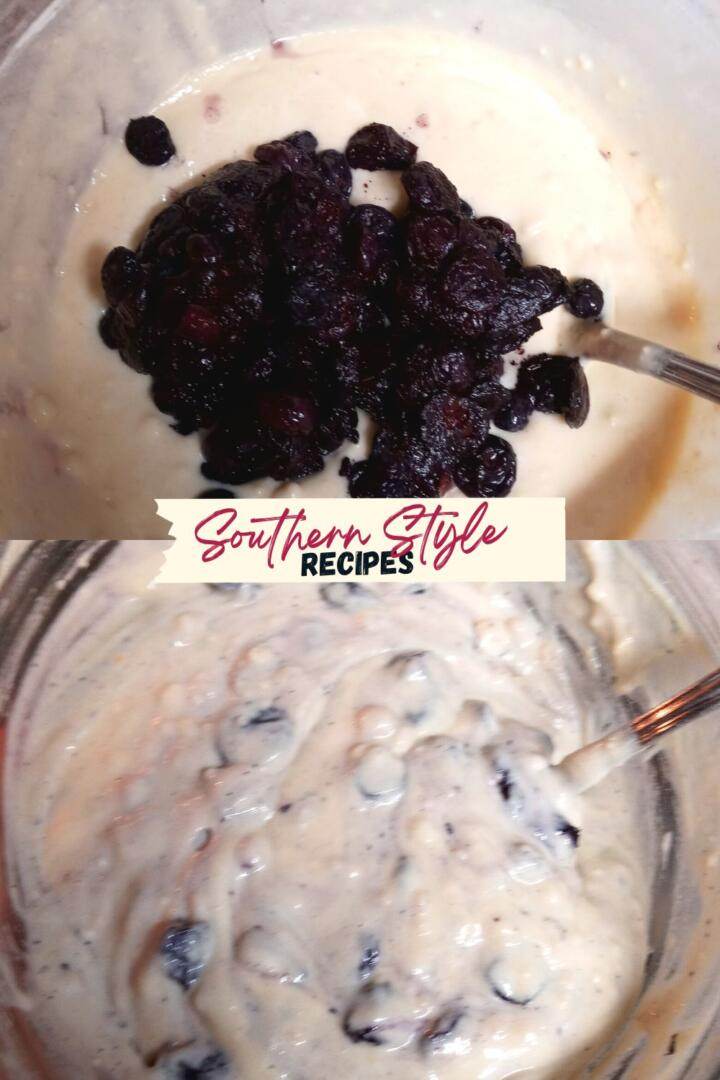 blueberries added to flapjack pancake recipe batter