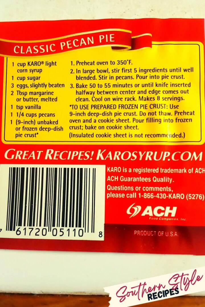 old karo syrup recipe cut out