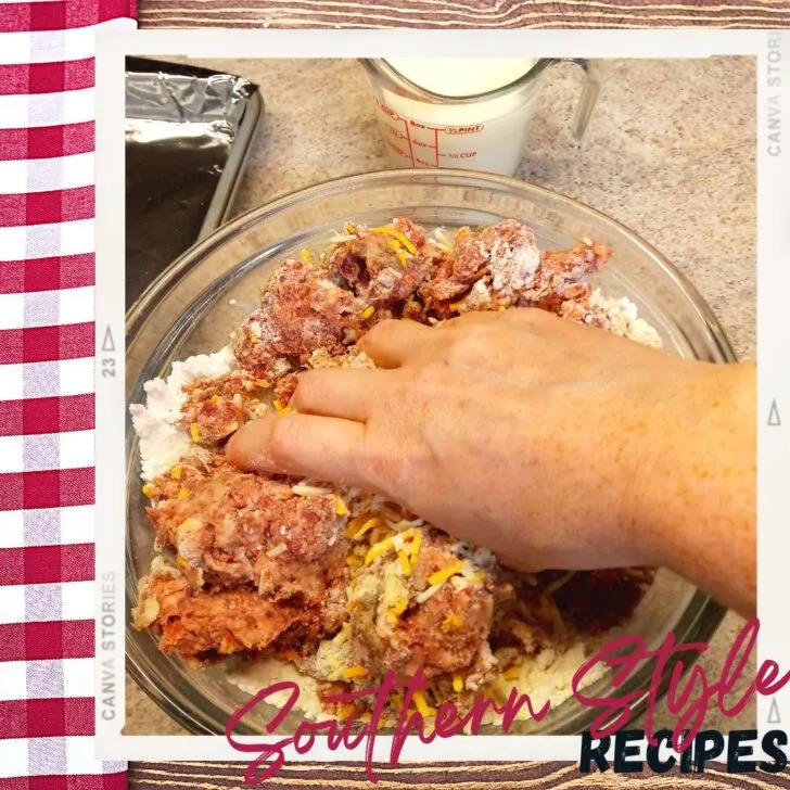 Hand mixing of Sausage Ball (Without Bisquick) Recipe Ingredients