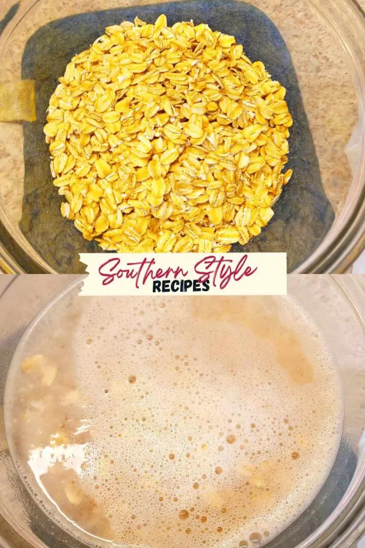 oats before and after addition of boiling water